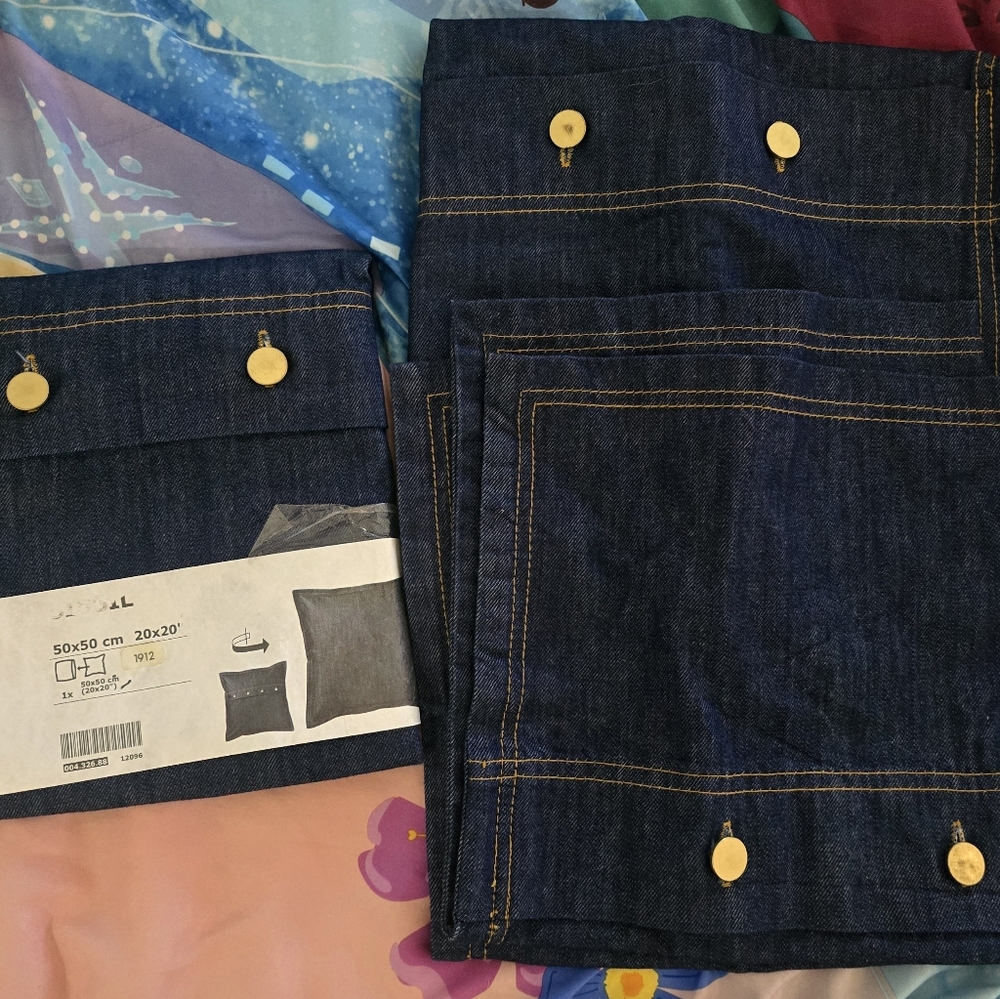 3 Ikea Pillow Covers 20x20 Blue Denim - Picture 3 of 3